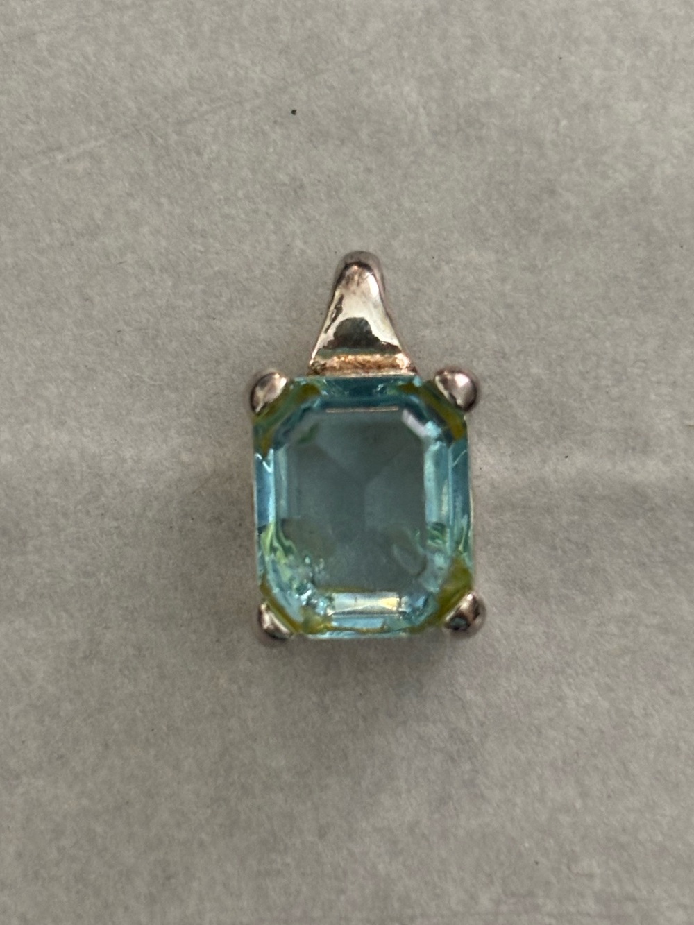 Monet Pendant Elegant Blue Aqua Emerald Cut Signed 80’s 90’s SS Facet Edged